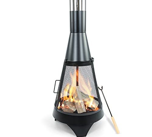 MaxxGarden Atlanta Chimenea de Exterior - Calentador de Patio - Negro (40 x 119 cm)