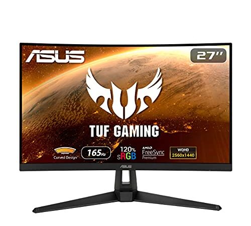 Asus TUF Gaming VG27WQ1B - Monitor gaming curvo de 27'' WQHD (2560 x 1440, 165 Hz, 1 ms, 1500R, 16:9, FreeSync Premium, HDR10, HDMI, DisplayPort) Gris