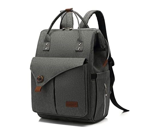 CALIYO Mochila para pañales grande, bolso cambiador multifuncional con mosquetón, para cochecito, bolsa de bebé, mochila escolar, pícnic, mochila de día, unisex, para hombre y mujer (Gris oscuro.a)