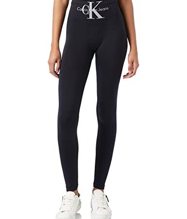 Calvin Klein Logo High Waist Legging Leggings, Negro, M para Mujer