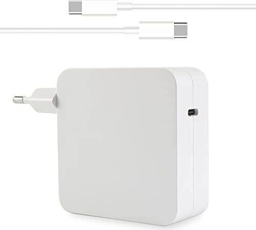 Cargador USB-C MacBook, 61W Adaptador para computadora portátil MacBook Pro 13 15 Pulgadas, MacBook 12 Pulgadas, MacBook Air 13 Pulgadas, iPad Pro iPad Air, Cargador Tipo C Cable de alimentación