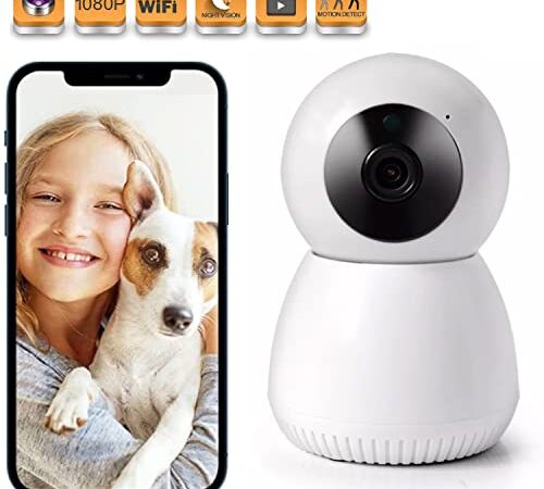 Cámara Vigilancia WiFi Interior IP 1080P con Detección de Movimiento, Cámara de Seguridad con Visión Nocturna, Cámara Vigilancia de Bebé, con Audio Bidireccional Compatible iOS Android. SAGN