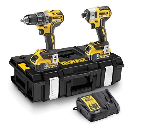 DeWalt DCK266P2-QW - Kit XR con taladro percutor a bateria DCD796, atornillador de impacto DCF887, 2 baterías Li-Ion 5, 0 Ah y organizador DS150