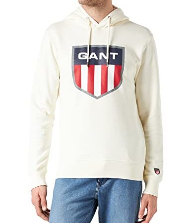 GANT D1 Retro Shield Sweat Hoodie Sudadera con Capucha, Fuente de Huevo, XXXXL para Hombre