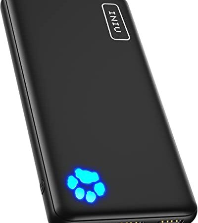 INIU Power Bank, Slimmest USB C Triple 3A de Alta Velocidad 10000mAh Bateria Externa, Bateria Portatil con Linterna para iPhone 13 12 11 X Pro MAX Samsung S21 S20 iPad Tablet Airpods etc [2022Versión]