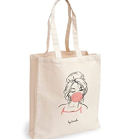 Loxato Bolsa Tela Tote Bag Tela Bolsos Bandolera Mujer Bolsas de Algodón Natural 100% Bolsas Reutilizables Extra Ancho 8cm Asas Largas 70cm 220 gr/m2 Bolsas de Tela Bonitas Bolsas de Tela Grande