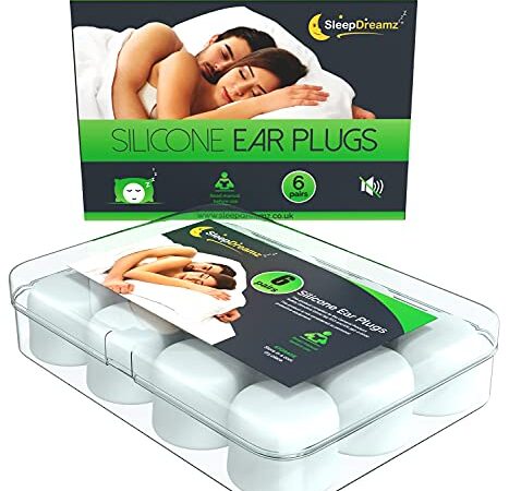 Tapones Oidos Dormir Silicona SleepDreamz® – 6 pares de tapones oidos ruido con cancelación – Ofrecen alivio contra ronquidos y protección contra otros ruidos fuertes, con estos tapones para dormir