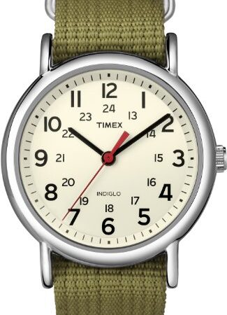 Timex Special Weekender Slip Through Reloj análogico de cuarzo Unisex adulto Verde (Verde/Beige)