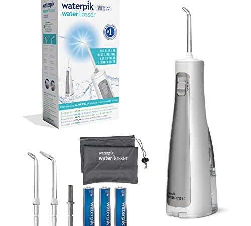 Waterpik Irrigador Inalámbrico con Agua a Presión Portátil con Batería Resistente al Agua para Eliminación de Placa Dental, Ideal para Viajar, Baños Pequeños y Usar en la Ducha, Negro (WF-03UK010)