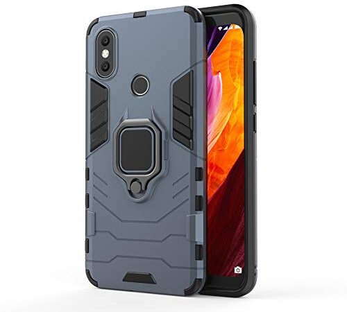 Xiaomi Mi A2/Mi 6X Funda, MHHQ 2in1 Armadura Combinación A Prueba de Choques Heavy Duty Escudo Cáscara PC + TPU con Soporte Magnetic Car Mount Case Cover para Xiaomi Mi A2/Mi 6X -Black Plus Gray