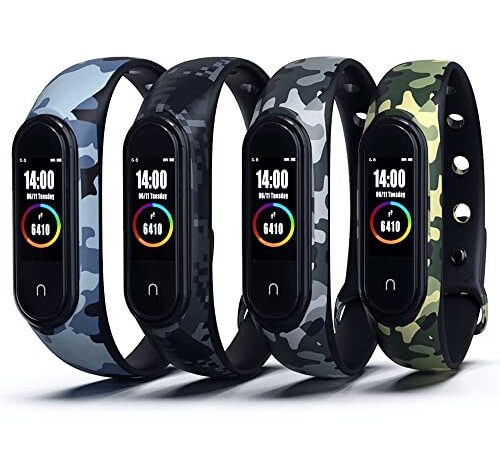 ACTECH Correa para Xiaomi Mi Band 4 Pulsera, Mi Band 3 Pulsera, 4 Piezas Camuflaje Coloridos Reloj Silicona Reemplazar Banda Pulsera