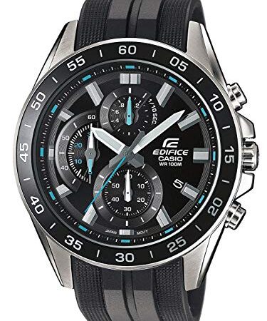 Casio EDIFICE Reloj en caja sólida de acero inoxidable, 10 BAR, Negro/Azul, para Hombre, con Correa de Resina, EFV-550P-1AVUEF