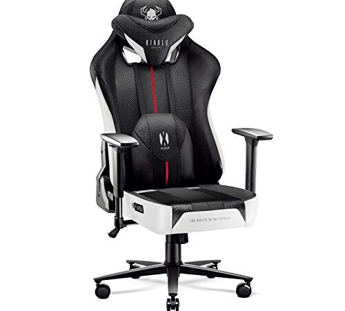 Diablo X-Player 2.0 Silla Gaming Oficina Apoyabrazos 3D Diseño Ergonómico Cuello/Cojín Lumbar Blanco-Negro King (XL)