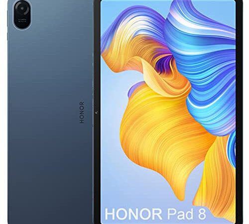 HONOR Pad 8 Tableta de 4GB 128GB, Pantalla de 12 Pulgadas 2K Full View Eye Protection, 8 Altavoces, 7250mAh 22.5W Fast Charge Mini PC Tableta Android 12 WiFi con Servicio de Google, Azul Hora