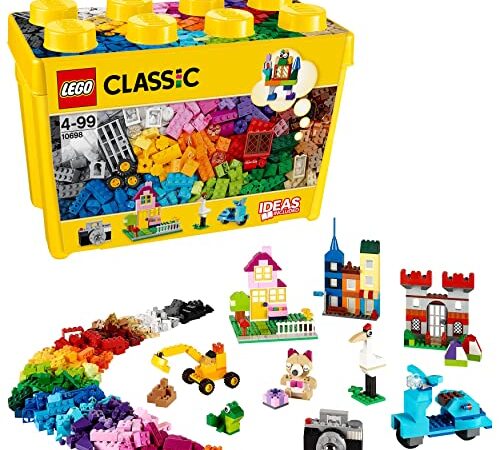 LEGO 10698 Classic Caja de Ladrillos Creativos Grande, 2 Bases Verdes, Motos, Animales, Casas y Coches de Juguete, Regalos Originales Niños de 4 Años