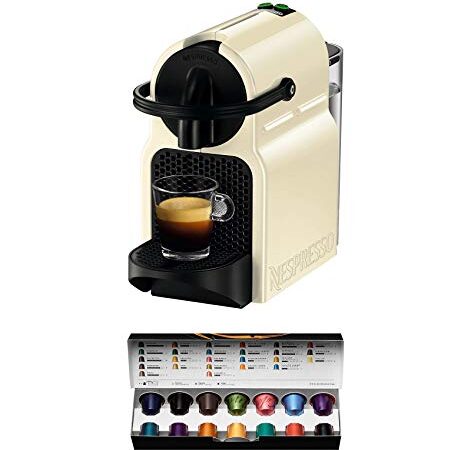 Nespresso De'Longhi Inissia EN80.CW - Cafetera monodosis de cápsulas Nespresso, 19 bares, apagado automático, color crema, Incluye pack de bienvenida con 14 cápsulas