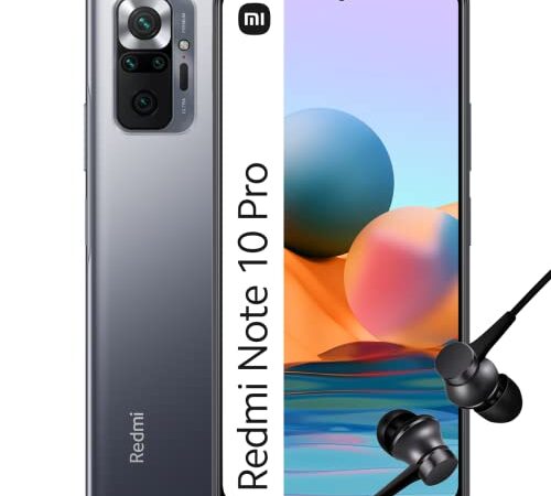 Xiaomi Redmi Note 10 Pro - Smartphone de 8+128GB, Pantalla de 6.67” 120Hz AMOLED, Snapdragon 732G, Cuádruple Cámara de 108MP, 5020mAh + Mi In Ear Black, Color Onyx Gray (Versión ES)