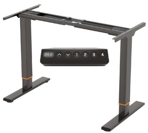 FLEXISPOT EB2 Marco de Escritorio de Pie con Altura Ajustable Eléctrica Standing Desk Mesa Gaming Oficina Ordenador de Acero sólido con 4 Teclado de Memoria automática 2 Motor 2 Etaps(Negro)