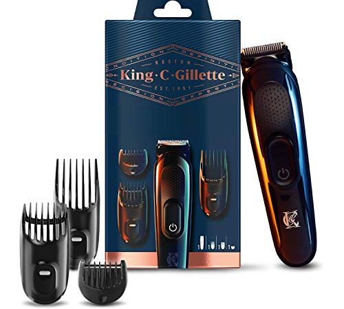 King C. Gillette Kit De Recortadora De Barba Inalámbrica Para Hombre Con Hojas Siempre Afiladas Y 3 Peines Intercambiables