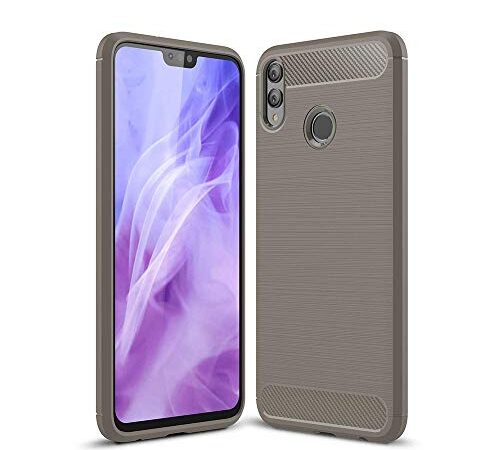 Lapinette Funda Compatible con Honor 8X Fibra de Carbono - Carcasa Honor 8X Antigolpes - Funda Honor 8X Fibra de Carbono - Protección Silicona Premium Gris