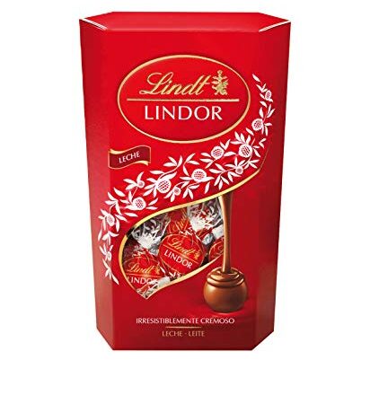 Lindt Lindor Cornet Caja de bombones cremosos de chocolate con leche, 600gr.