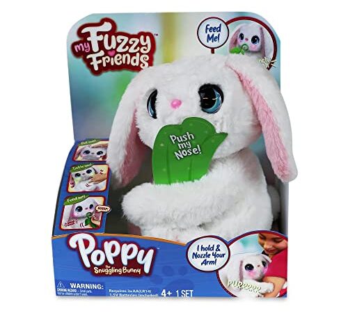 My Fuzzy Friends - Poppy Bunny, Peluche de Conejo Blanco Interactivo con Muchas reacciones, Sonido y Movimiento, Ideal para el Desarrollo afectivo y Emocional, a Partir de 4 años, Famosa (MYN00200)