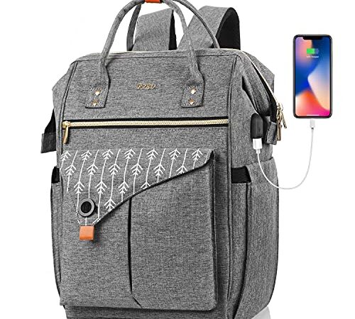 RJEU Mochila Portatil Mujer, Mochila Escolar Juveniles con Puerto de USB, 15,6 Pulgadas Mochila Mujer Antirrobo para Negocio, Viaje, Trabajo