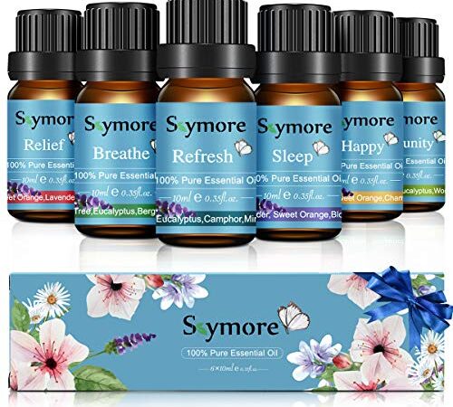 Set de Aceites Esenciales Aromaterapia para Difusor, Skymore Essential Oils Set para Humidificadores 6 x 10 ml para Lámparas de Fragancia, Jabón, SPA