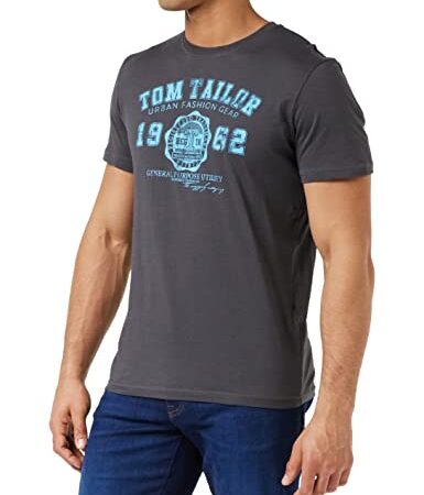 Tom Tailor Logo T-Shirt Camiseta, Tarmac Grey, XL para Hombre