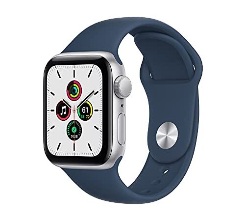 Apple Watch SE de 1.ªgeneración (GPS, 40mm) Reloj Inteligente con Caja de Aluminio en Plata de - Correa Deportiva en Color Abismo - Talla única. Monitor de entreno y Actividad