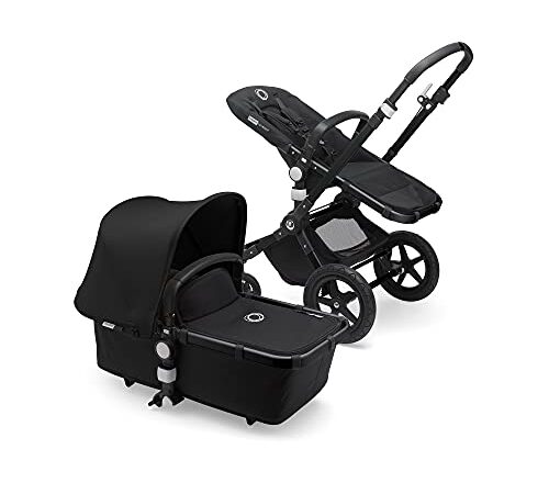 Bugaboo Cameleon 3 Plus, Cochecito 2 en 1 Fácil y Versátil: Cochecito, Carrito Confort y Carricoche, 0-4 Años, Chasis Negro y Capota Negra para el Sol