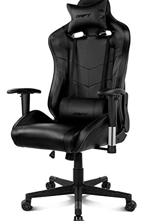 Drift DR85B - Silla Gaming Profesional, Polipiel, reposabrazos 2D, Piston Clase 4, Asiento basculable, Altura Regulable, Respaldo reclinable, Cojines Lumbar y Cervical, Color Negro