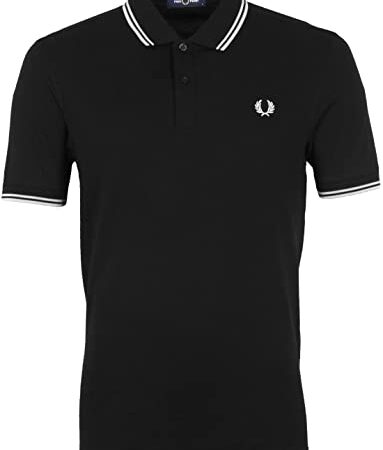 Fred Perry Slim Fit Twin Tipped Polo Black White White (as4, Alpha, m, Regular, Tall, M)