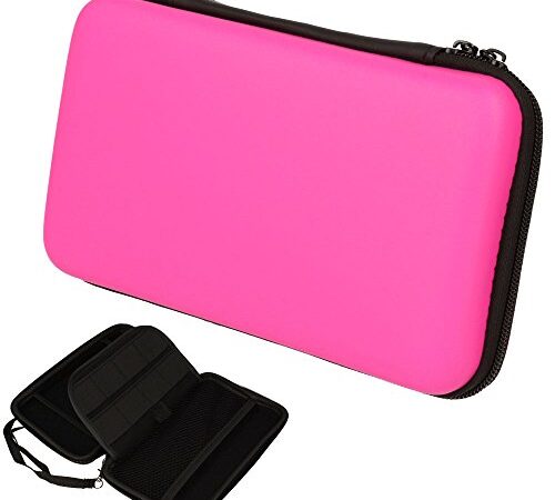 TECHGEAR Carcasa Compatible con Nintendo 2DS XL - Funda Dura Protectora de Viaje y Llevar para 2DS XL + Tarjetas de Juego + Accesorios [Rosada]