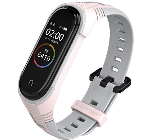 WIIKAI Correa de repuesto compatible con Xiaomi Mi Band 4/Mi Band 3 de silicona, color rosa y gris