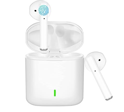 Auriculares Inalambricos,Auriculares Bluetooth,Cascos Inalambricos Bluetooth, Micrófono Incorporado, Control Táctil, HiFi Estéreo, IPX7 Impermeables, Reproducci 30 Horas con Caja de Carga Rapida