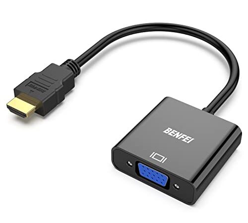 BENFEI Adaptador HDMI a VGA 1080P Convertidor de Vídeo para PC, TV, Ordenadores Portátiles y Otros Dispositivos HDMI - Negro