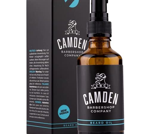 CAMDEN Aceite para barba hombre original ● Aceite barba hombre 100% natural para el cuidado diario del vello facial ● Aroma fresco y sensación refrescante