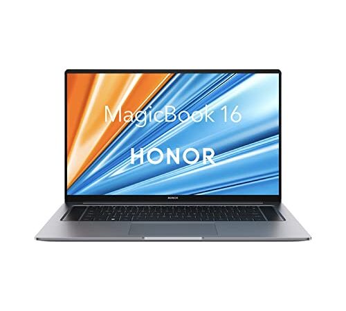 HONOR MagicBook 16 ordenador portatil (Pantalla FullView IPS FHD de 16,1 Pulgadas de 144Hz, AMD Ryzen 5600H, 16GB RAM, 512GB SSD), Cuerpo metálico, Sensor Huella, WiFi 6, Teclado Español, WIN11-Gray