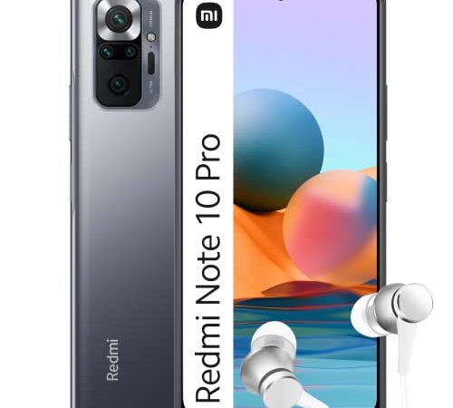 Xiaomi Redmi Note 10 Pro - Smartphone de 8+128GB, Pantalla de 6.67” 120Hz AMOLED, Snapdragon 732G, Cuádruple Cámara de 108MP, 5020mAh + Mi In Ear Silver, Color Onyx Gray (Versión ES)