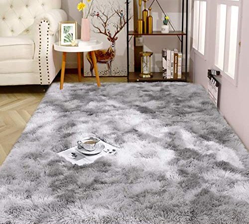 Alfombras ultra suaves para interiores, interiores y suaves Alfombras de sala de estar aptas para niños Dormitorio Decoración para el hogar Alfombras de dormitorio 60 * 120 cm (Degradado gris claro)