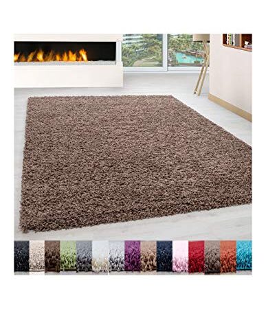 Carpet 1001 Pelo Largo Peluda Shaggy Sala de Estar Alfombra de Diferentes Tamaños y Colores - Mocca, 240x340 cm