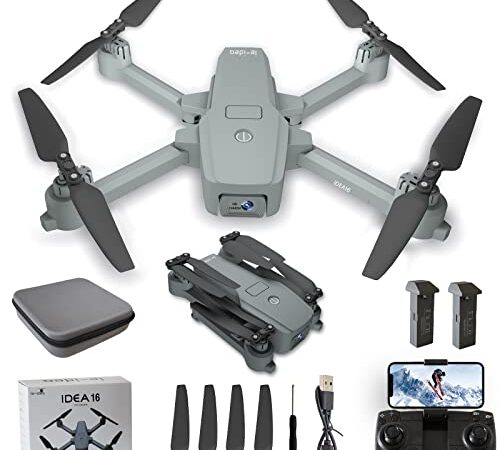 Dron con Cámara 4K, IDEA16 RC FPV Drone con 2 Cámaras/Posicionamiento de Flujo óptico para Principiantes, Modo sin Cabeza, Cuadricóptero WIFI Plegable de 5 GHz