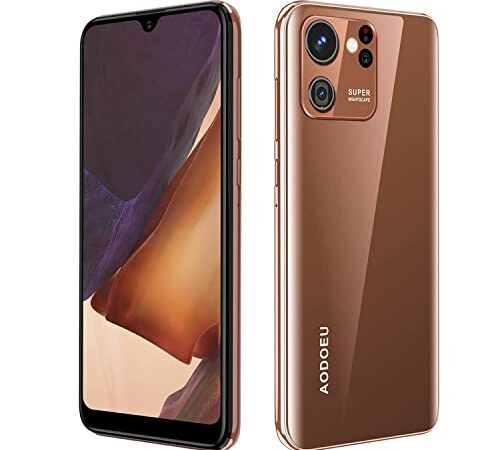 AODOEU 4G Moviles Libres Baratos, Pantalla 6,3 Pulgadas, 32GB/128GB ROM, 4GB RAM, Android 11 Smartphone Libre,4850mAh Batería,Smartphone Barato Dual SIM, 8MP Face ID Moviles Baratos y Buenos -Marrón