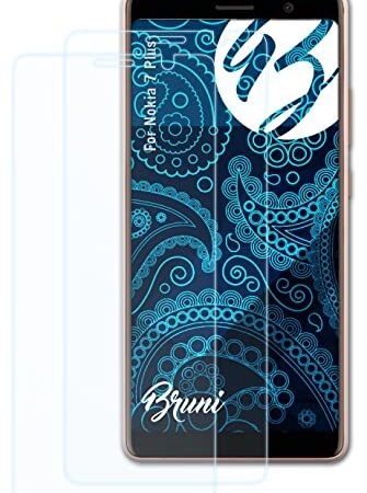 Bruni Película Protectora Compatible con Nokia 7 Plus Protector Película, Claro Lámina Protectora (2X)