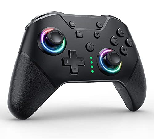 ECHTPower Mando para Switch, Mando Switch Inalambrico Mando PC con Encender la Switch/Giroscopio/Turbo de 3 Velocidades/ 4 Niveles de Vibración, Mando Bluetooth Pro Controller con Botones Programables