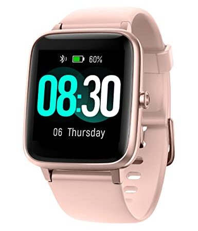 GRV Smartwatch, Pulsera Actividad Inteligente IP68 Impermeable Reloj Inteligente Mujer Hombre con Pulsómetro Monitor de Sueño Podómetro Notificación de Mensajes Reloj Deportivo (Rosa)