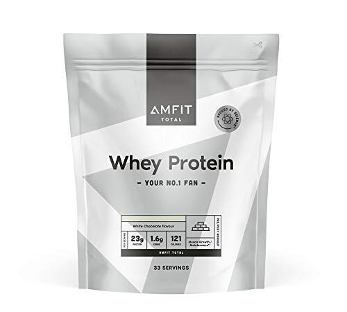 Marca Amazon - Amfit Nutrition Proteína de Suero Lácteo, Sabor Chocolate Blanco, 1kg