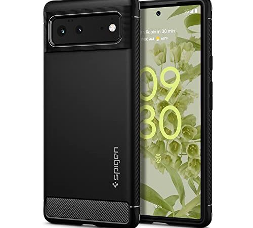 Spigen Funda Rugged Armor Compatible con Google Pixel 6 - Negro Mate