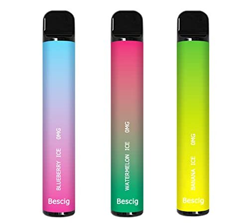 Vaper sin Nicotina 3pcs Vaper Desechables de Sabores 800 Caladas Pod Vaper Electronico Desechable, Blueberry ice+Watermelon ice+Banana ice, Totalmente 2400 Puffs, sin Nicotina y Tabaco